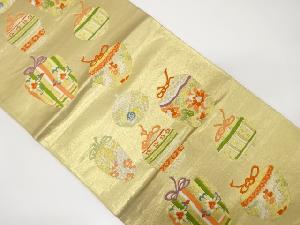 アンティーク　仕覆模様織り出し袋帯(材料)